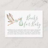 Stork Baby Shower Green Book Request Card