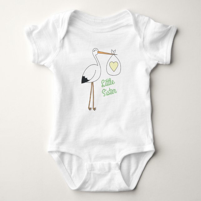 Stork Baby Shower Green Gender Neutral Baby Bodysuit (Front)