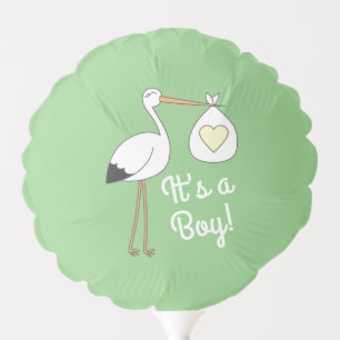 Stork Baby Shower Green Gender Neutral Balloon