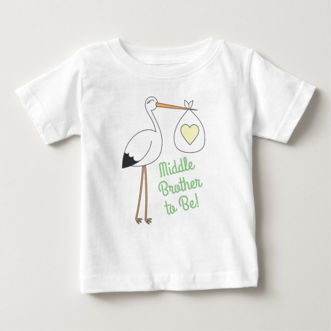 Stork Baby Shower Green Spring Baby T-Shirt (Front)