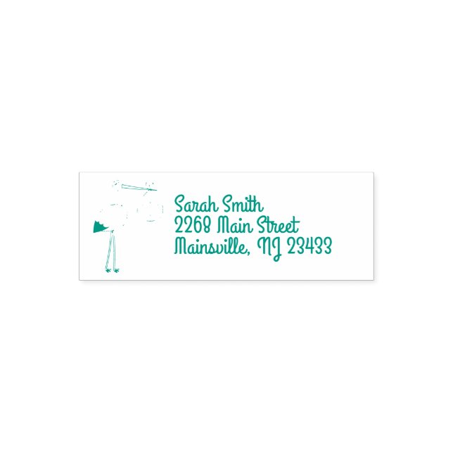 Stork Baby Shower Green Spring Self-inking Stamp (Design)