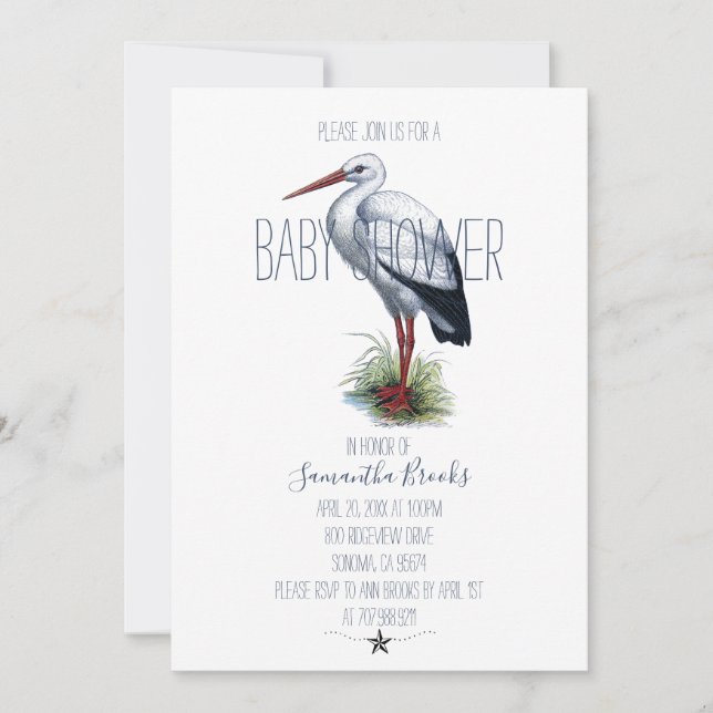 Stork Baby Shower Invitation (Front)
