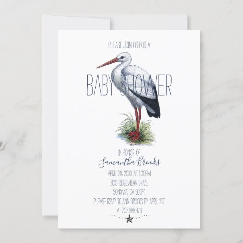 Stork Baby Shower Invitation