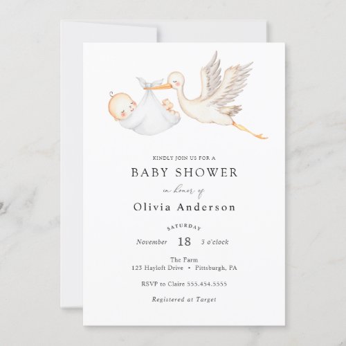 Stork Baby Shower Invitation