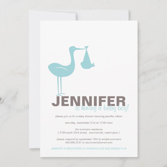 Stork Baby Shower Invitation (Front)
