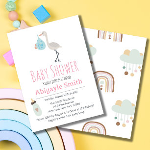 Stork Baby Shower Invitation - It's a boy