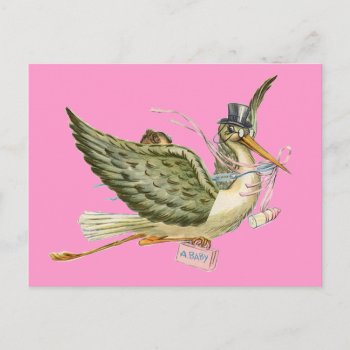 Stork Baby Shower Invitation Postcard by bulgan_lumini at Zazzle