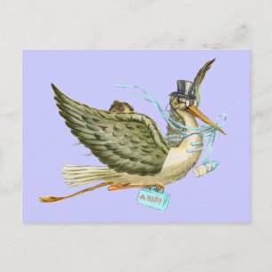 STORK BABY SHOWER INVITATION POSTCARD