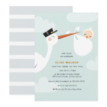 Stork Baby Shower Invitation with Clouds