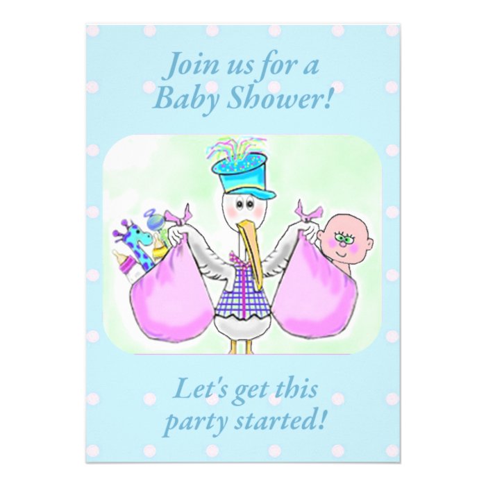 Stork Baby Shower Invite template