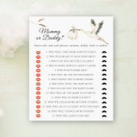 Stork baby shower Mommy or daddy baby shower game