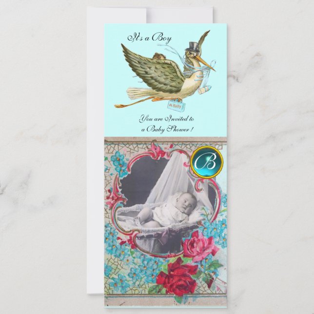 STORK BABY SHOWER MONOGRAM PHOTO TEMPLATE (Front)