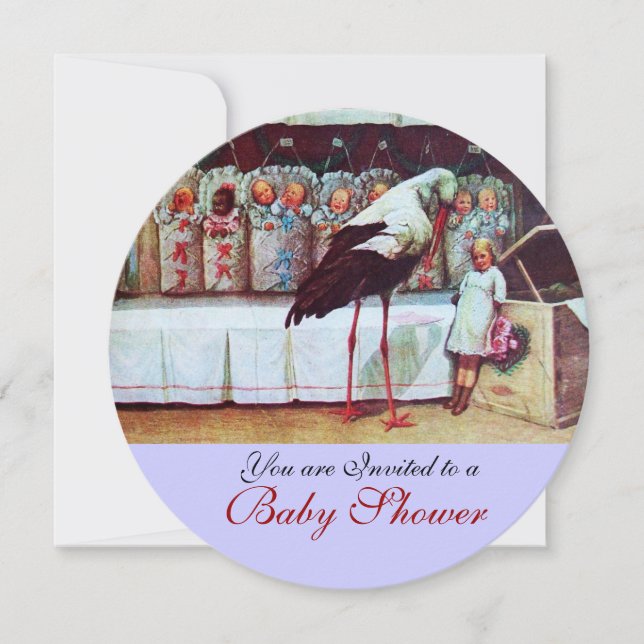 STORK BABY SHOWER New Babies Blue Invitation (Front)