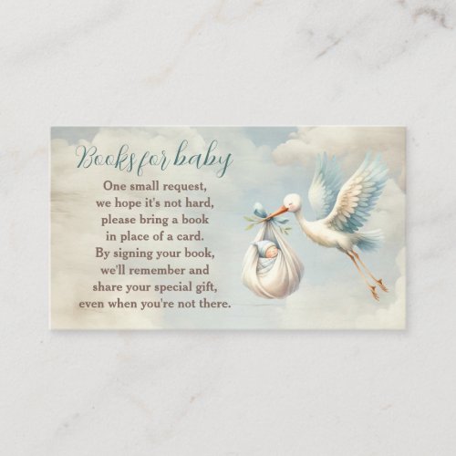 Stork Baby Shower Oh Boy Books For Baby Card