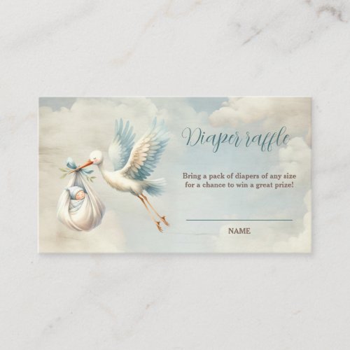 Stork Baby Shower Oh Boy Diaper Raffle Card