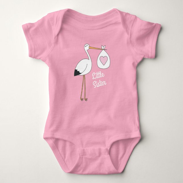 Stork Baby Shower Pink Girl Baby Bodysuit (Front)