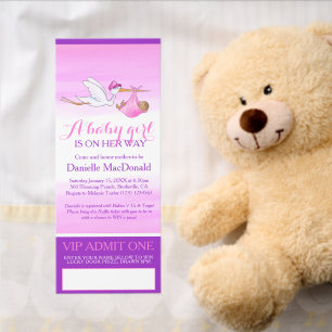 Stork baby shower pink girl raffle Admit One Tickets