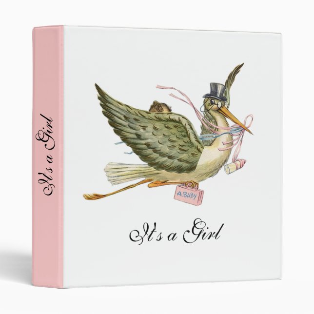STORK BABY SHOWER ,pink white Binder (Front/Spine)