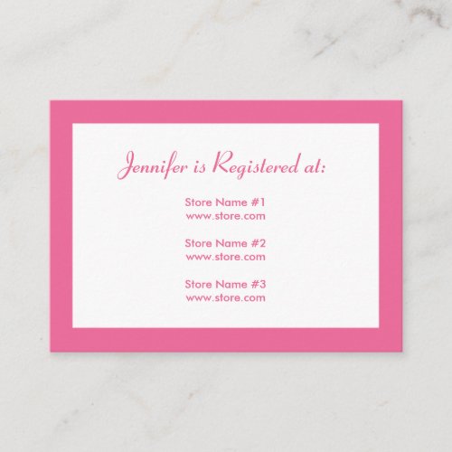 Stork Baby Shower Registry Card - Pink Business Card Templates