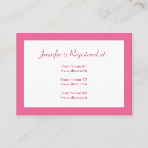 Customizable Stork Baby Shower Registry Card - Pink Business Card Templates