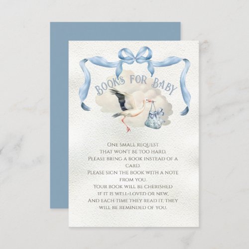 Stork Baby Shower Ribbon Bow Books for Baby Invitation