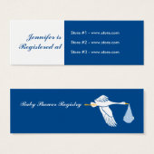 Stork Baby Shower Small Registry Card - Blue (Front & Back)