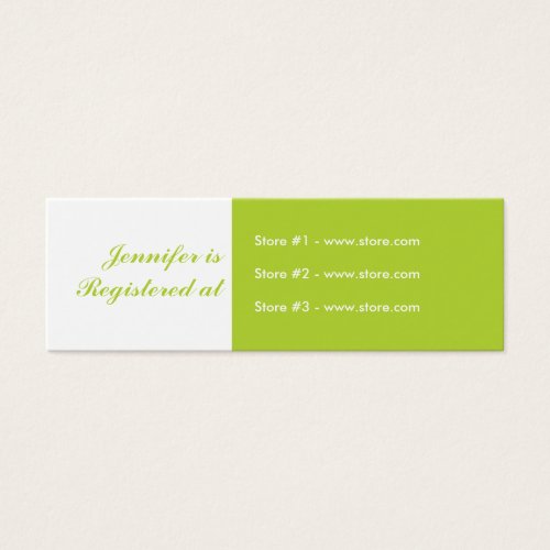 Stork Baby Shower Small Registry Card - Green Business Card
