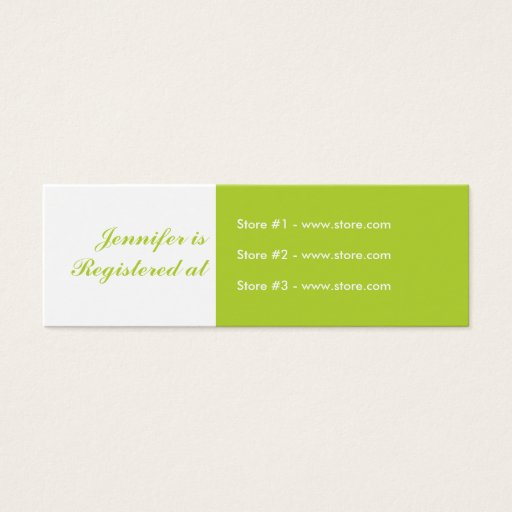 Customizable Stork Baby Shower Small Registry Card - Green Business Card
