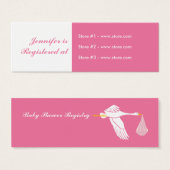 Stork Baby Shower Small Registry Card - Pink (Front & Back)