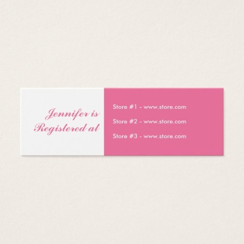 Stork Baby Shower Small Registry Card - Pink Business Card Templates
