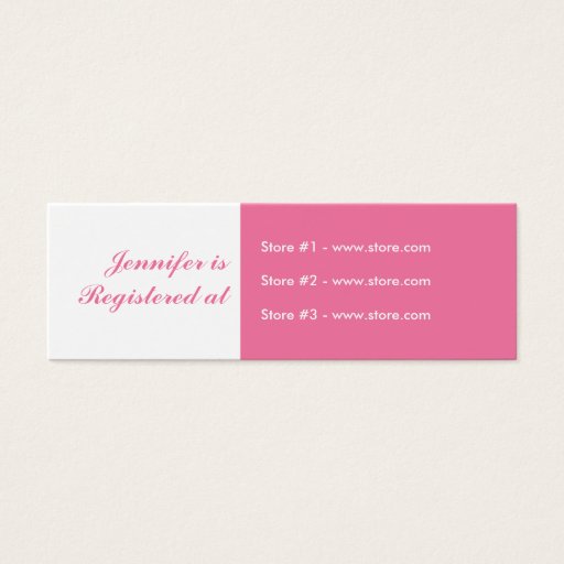 Customizable Stork Baby Shower Small Registry Card - Pink Business Card Templates