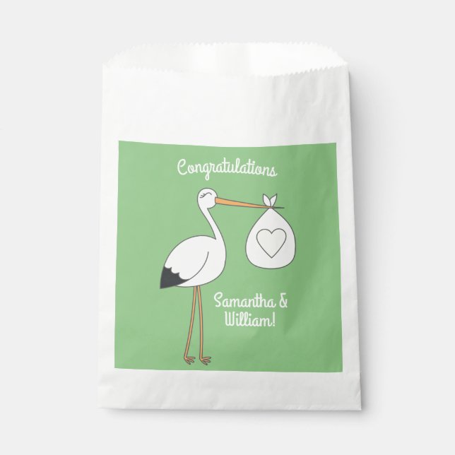 Stork Baby Shower Spring Favor Bag (Front)