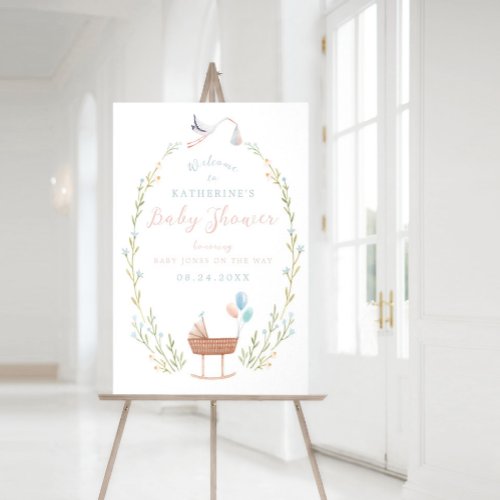 Stork Baby Shower Welcome Sign