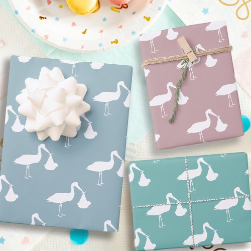 Stork Baby Shower Wrapping Paper Sheets
