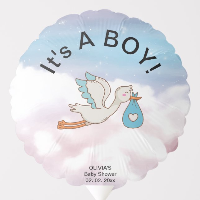 Stork Bird It's a Boy Baby Shower  Balloon (Front)