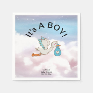Stork Bird It's a Boy Baby Shower Napkins