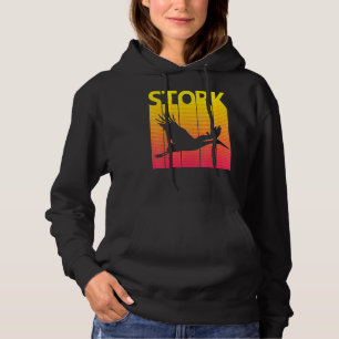 Stork Bird Retro Hoodie