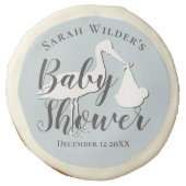 Stork Blue Boy Baby Shower Sugar Cookies (Front)
