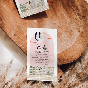 Stork Boho Baby Shower Books for Baby Enclosure Card