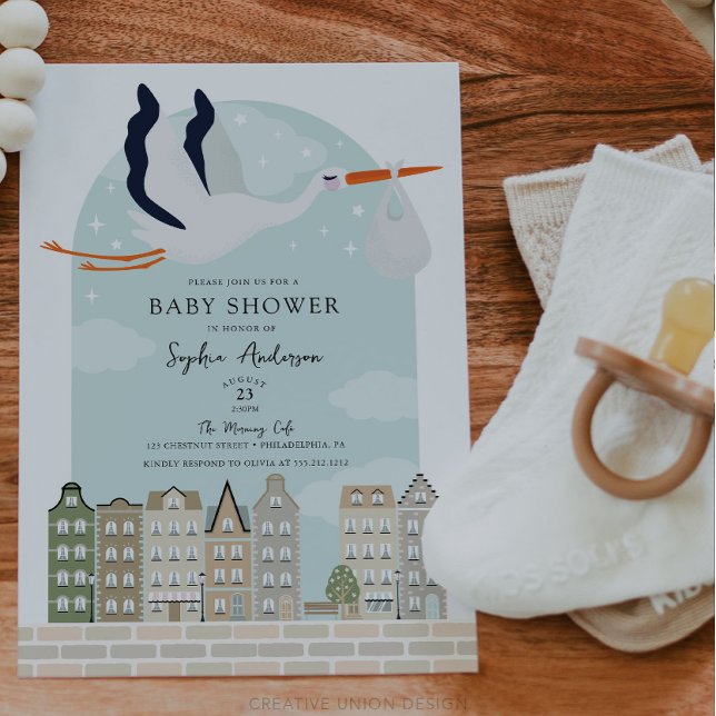 Stork Boho Baby Shower Special Delivery Sprinkle Invitation (Boho Baby Shower Stork)