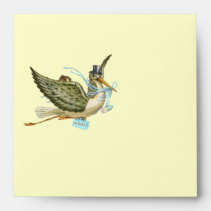 STORK BOY BABY SHOWER , Blue Cream Envelope