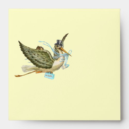 STORK BOY BABY SHOWER  Blue Cream Envelope