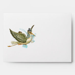 STORK BOY BABY SHOWER , Blue White Envelope