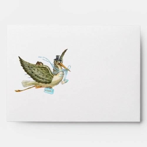 STORK BOY BABY SHOWER  Blue White Envelope