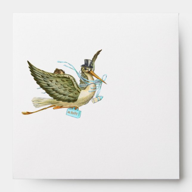 STORK BOY BABY SHOWER , Blue White Envelope (Front)