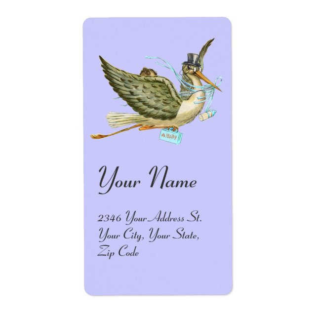 STORK BOY BABY SHOWER , Blue White Label (Front)