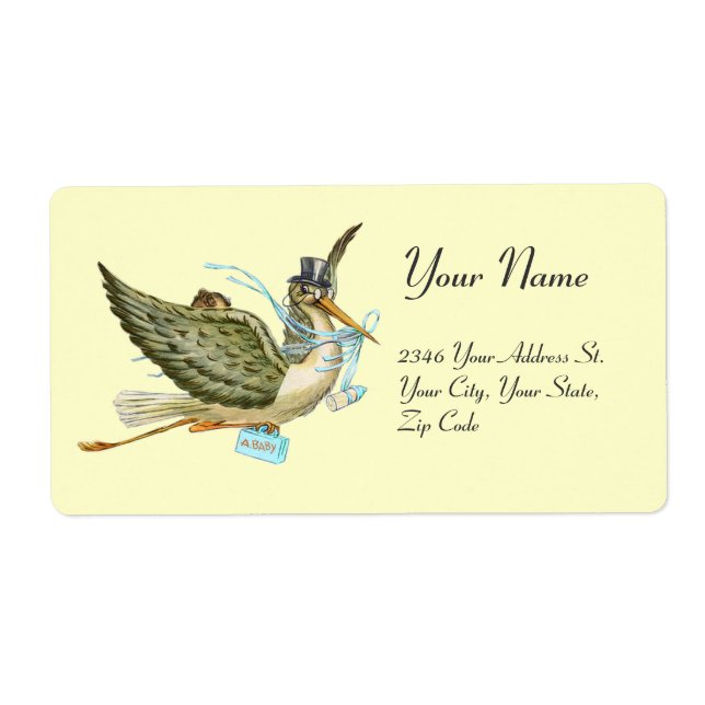 STORK BOY BABY SHOWER , Blue White Label (Front)