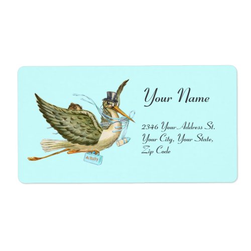 STORK BOY BABY SHOWER  Blue White Label