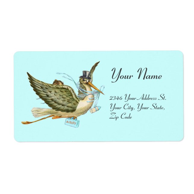 STORK BOY BABY SHOWER , Blue White Label (Front)