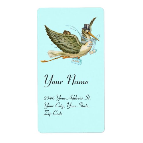 STORK BOY BABY SHOWER  Blue White Label